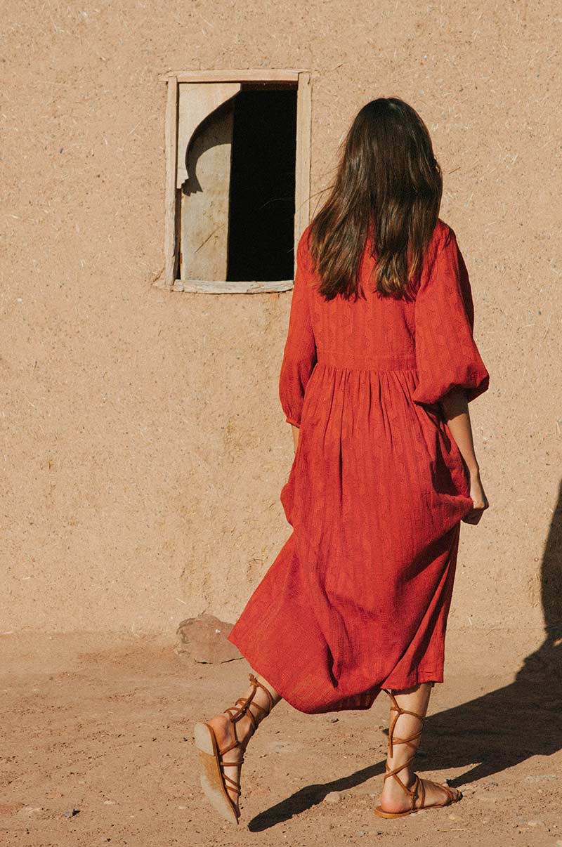 ALMA Midi Dress - warm red cotton - Image 5