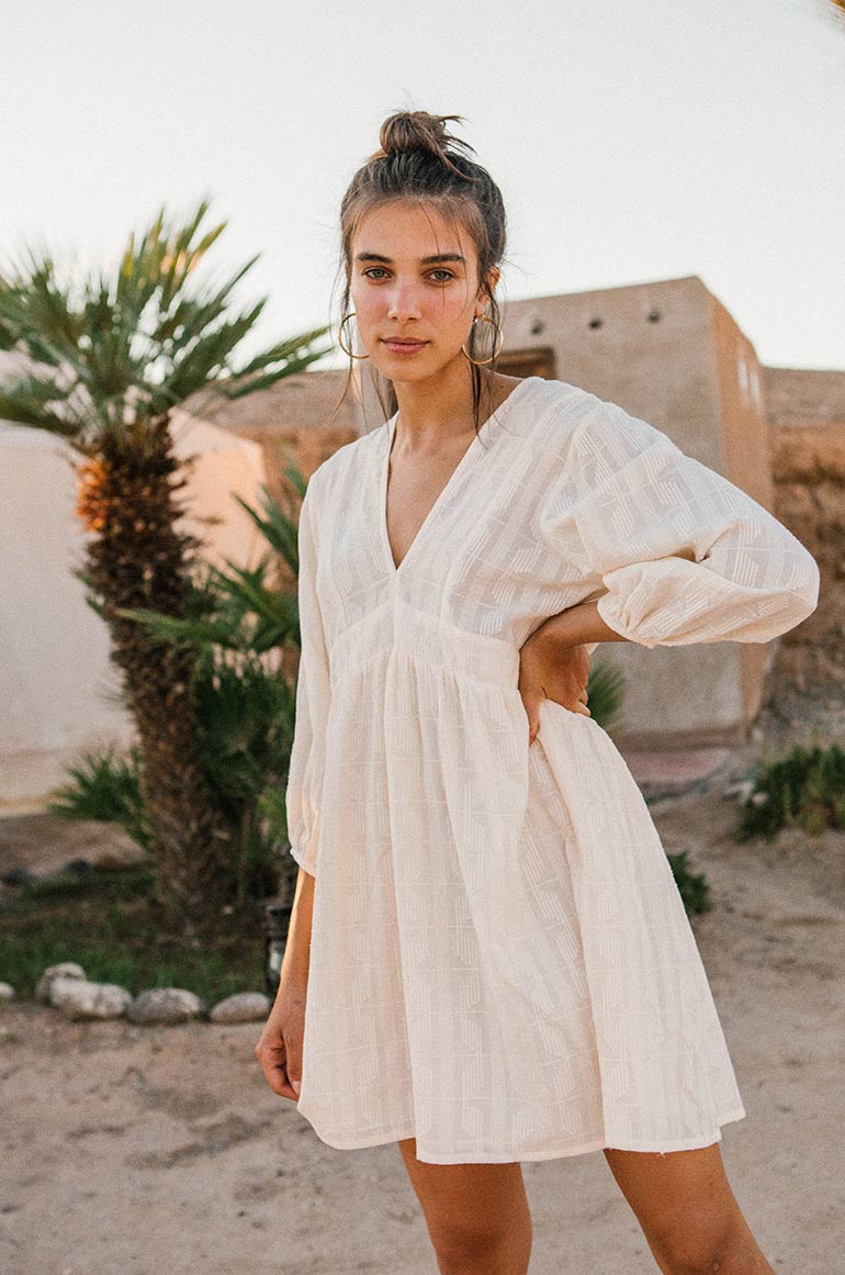 ALMA Mini Dress - soft white cotton - Image 8