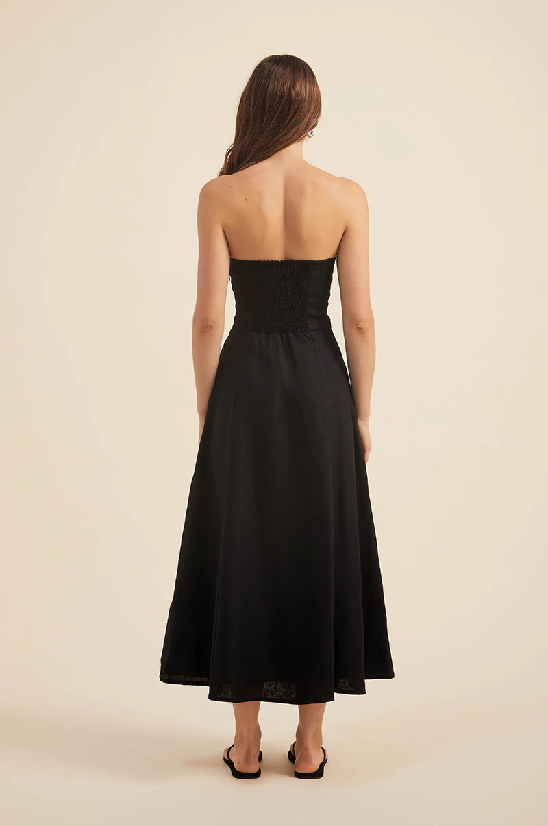 AMARA Midi Dress - black linen - Image 4