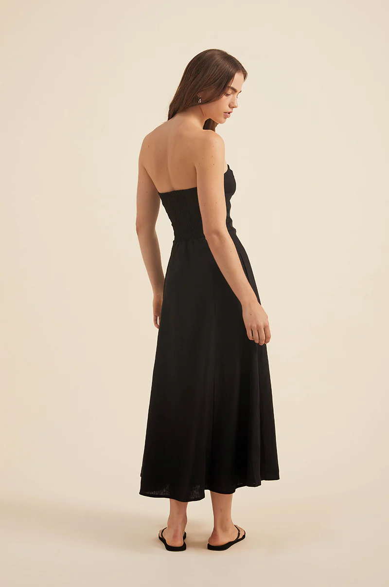 AMARA Midi Dress - black linen - Image 5