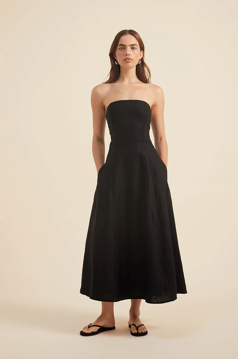 AMARA Midi Dress - black linen - Image 6