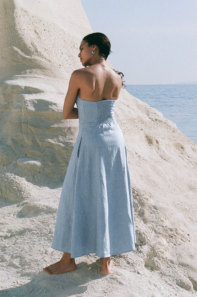 AMARA Midi Dress - chambray blue linen - Image 5