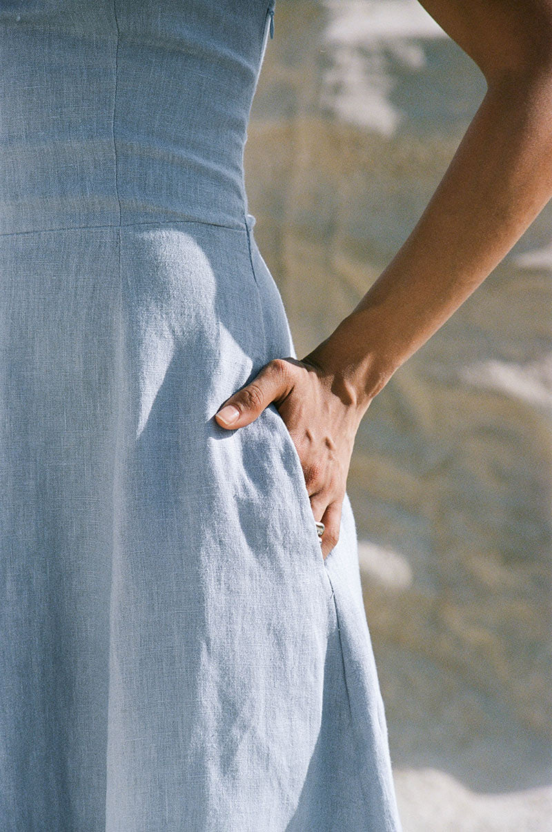 AMARA Midi Dress - chambray blue linen - Image 6