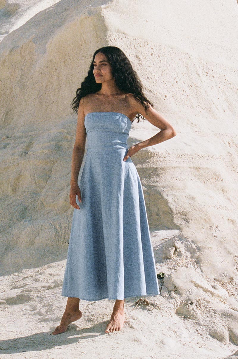 AMARA Midi Dress - chambray blue linen - Image 7