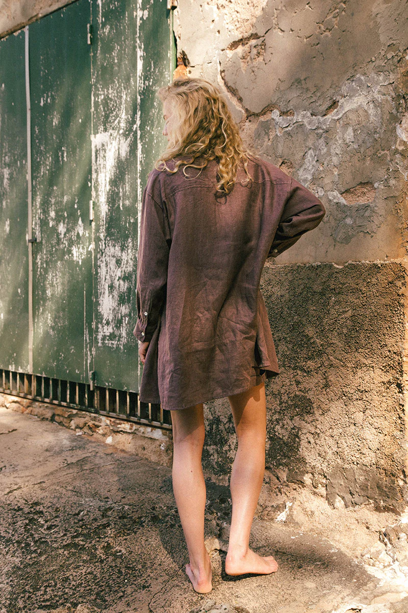 SUMMER Shirt Dress - coffee linen - Image 3