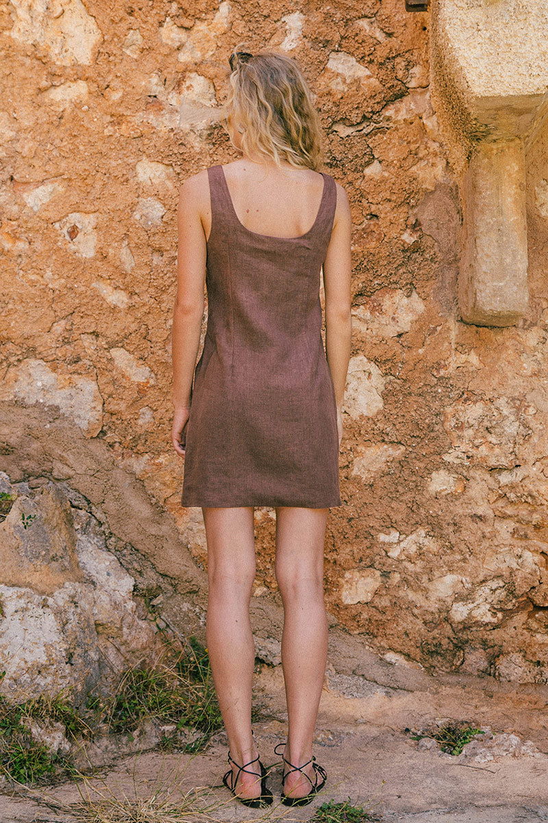 MALLORCA Dress - coffee linen - Image 3