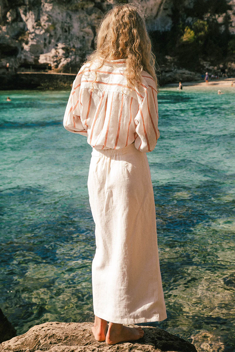 VERANO Midi Wrap Skirt - coconut linen - Image 4