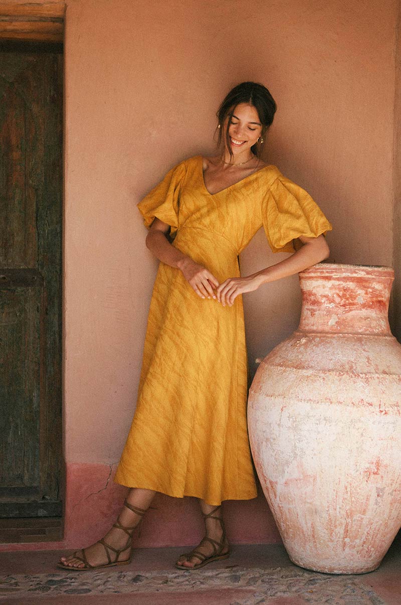 DAYDREAM Midi Dress - marigold cotton blend - Image 3