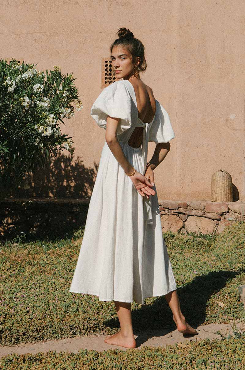 DAYDREAM Midi Dress - soft white cotton blend - Image 10