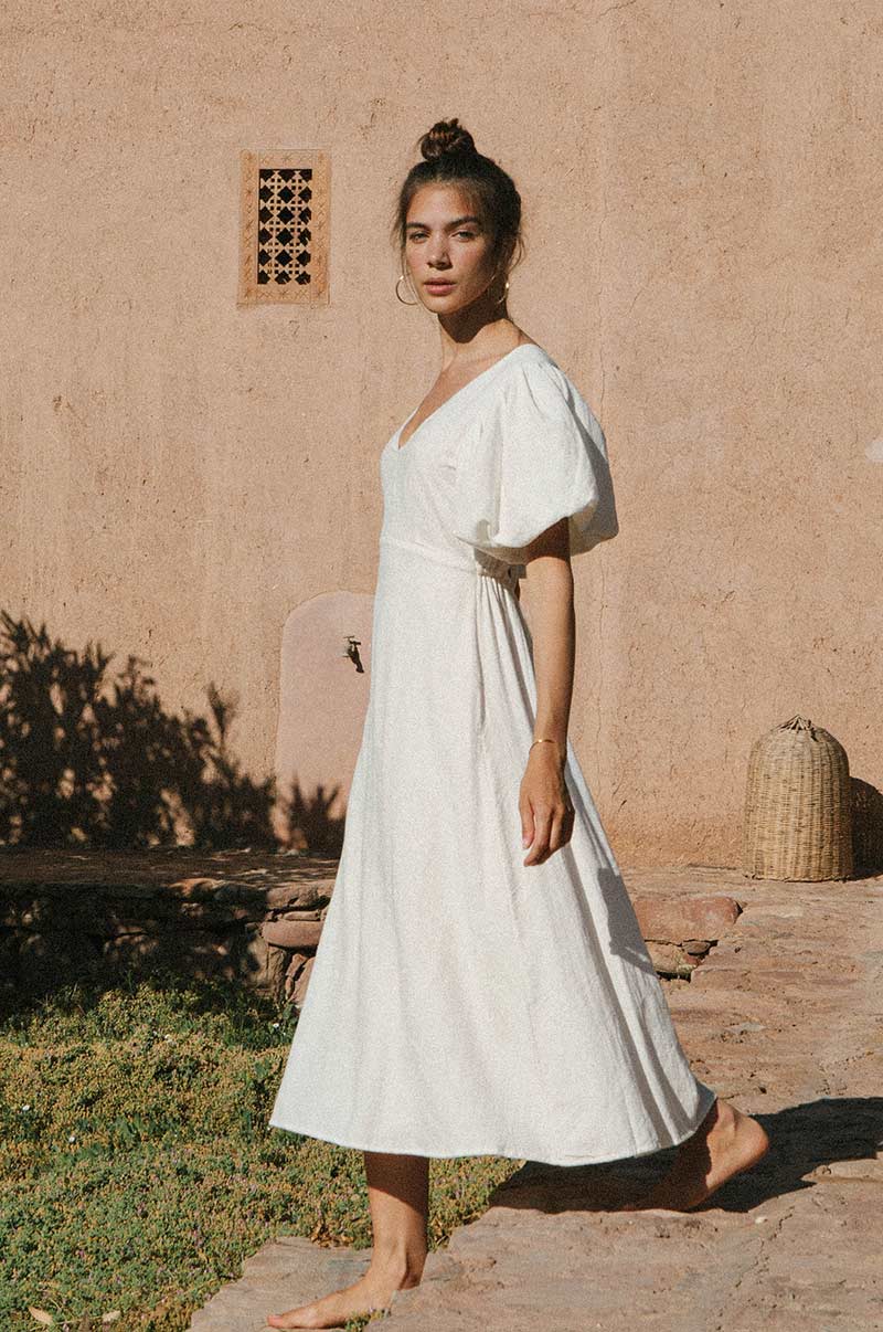 DAYDREAM Midi Dress - soft white cotton blend - Image 11