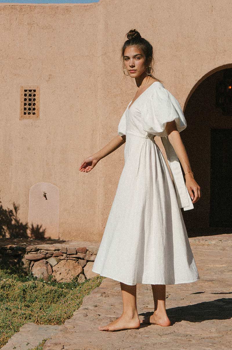 DAYDREAM Midi Dress - soft white cotton blend - Image 3