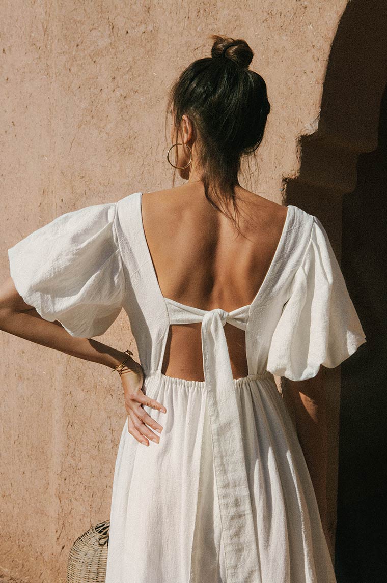 DAYDREAM Midi Dress - soft white cotton blend - Image 5