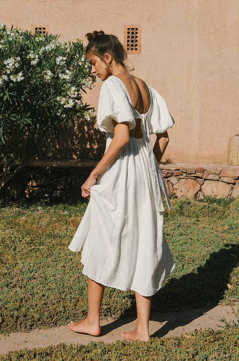 DAYDREAM Midi Dress - soft white cotton blend - Image 6