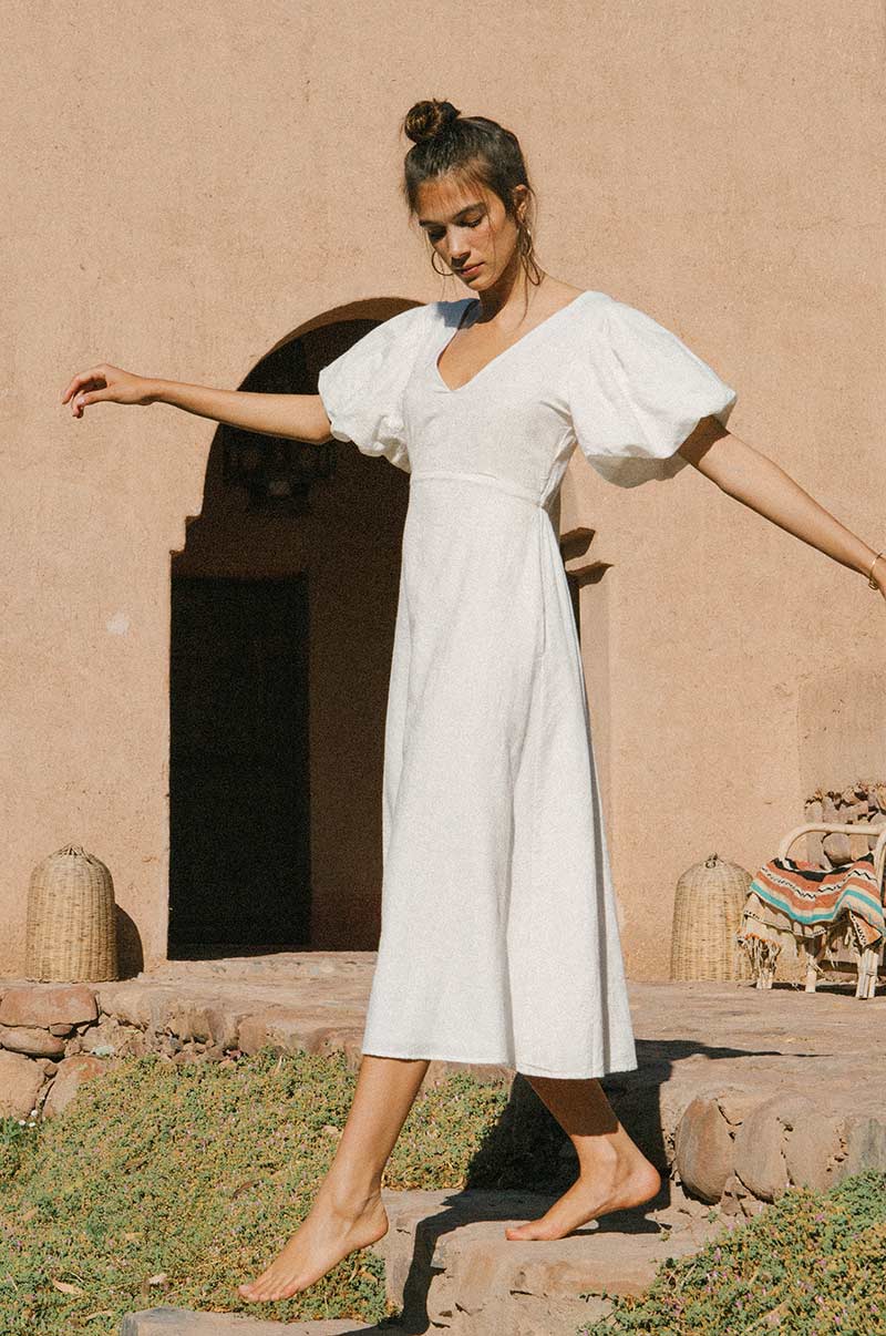 DAYDREAM Midi Dress - soft white cotton blend - Image 7