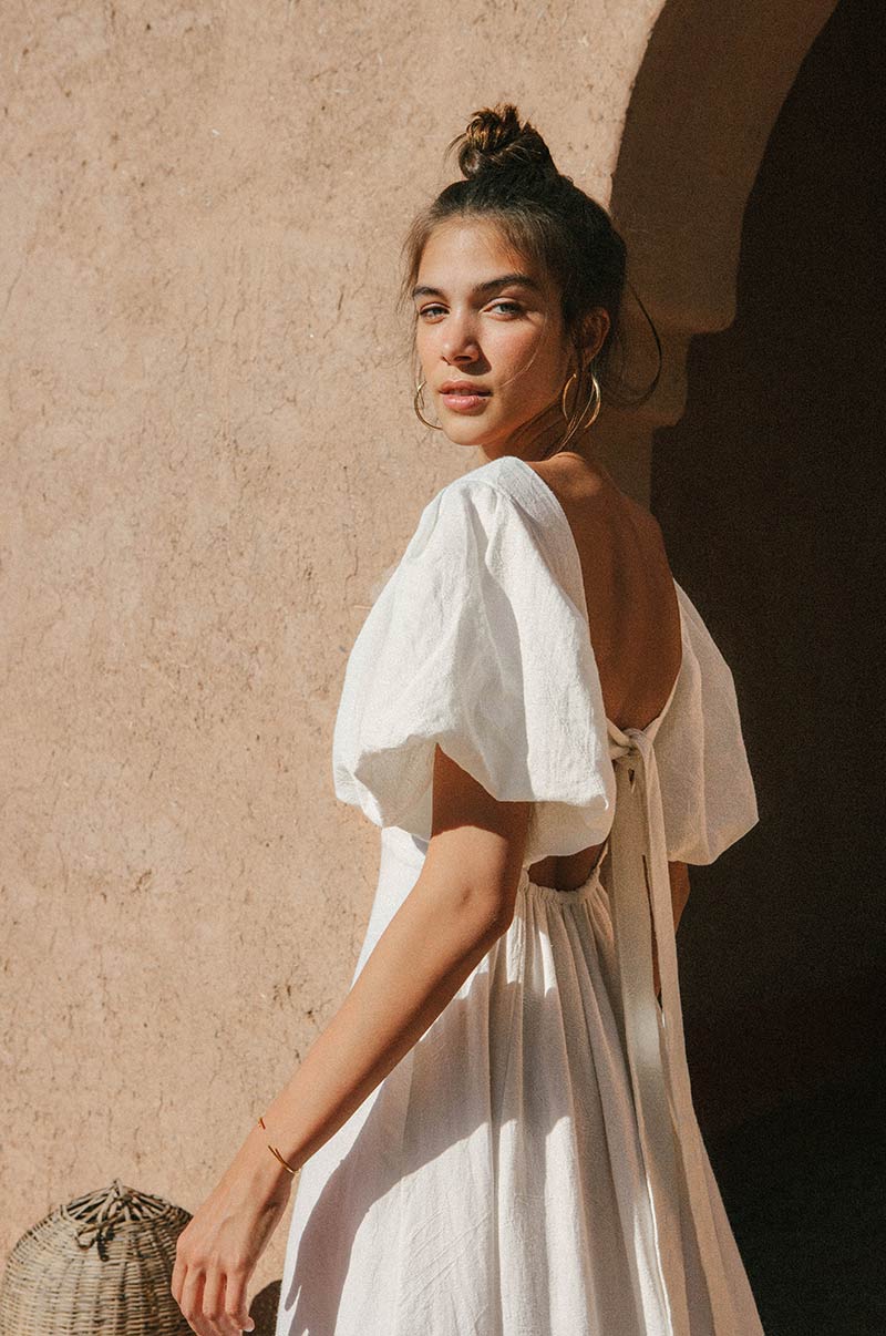 DAYDREAM Midi Dress - soft white cotton blend - Image 9