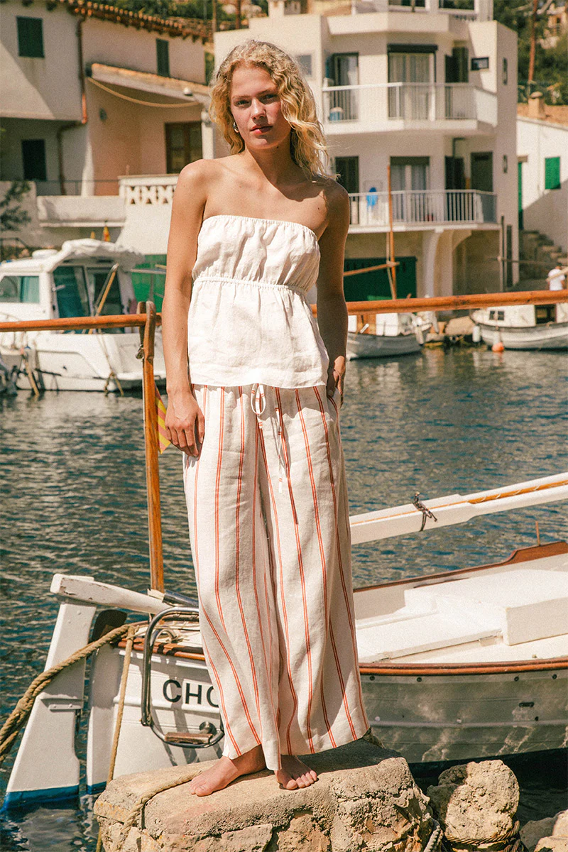 VERANO Pants - red stripe linen - Image 3