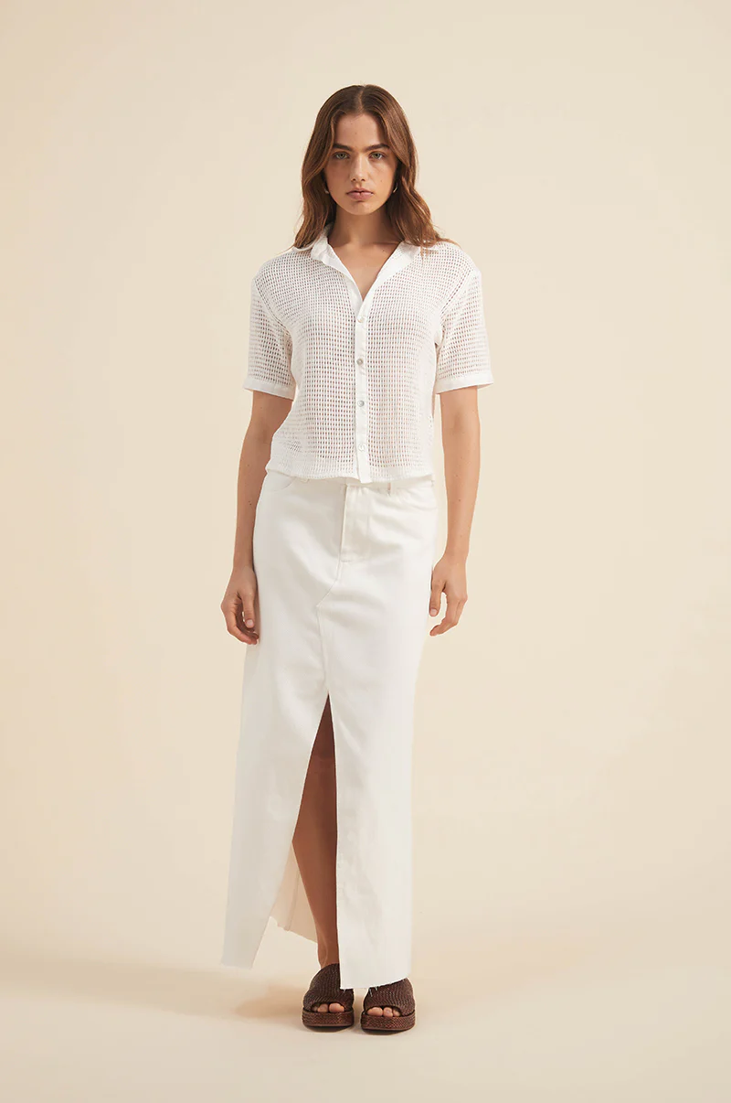 EIRENE Midi Skirt - soft white cotton twill - Image 3