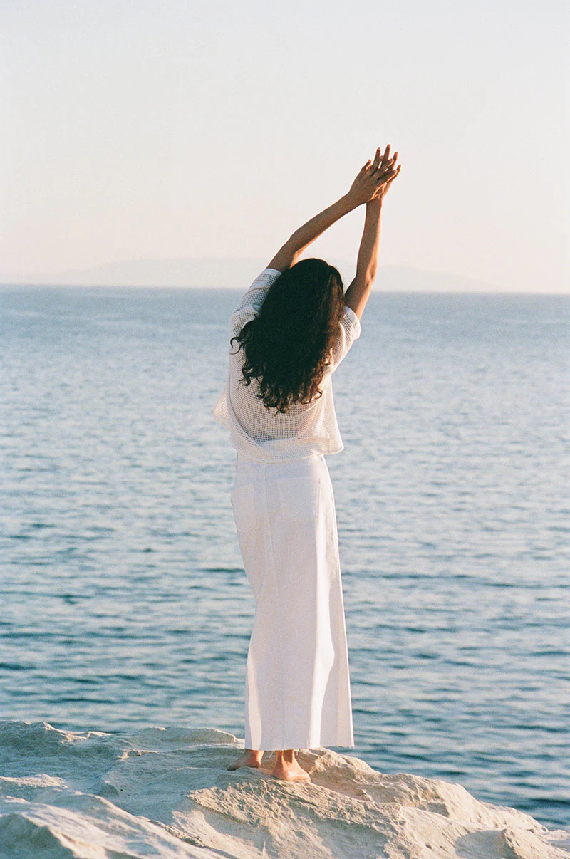 EIRENE Midi Skirt - soft white cotton twill - Image 4