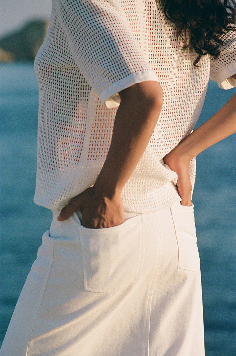 EIRENE Midi Skirt - soft white cotton twill - Image 7