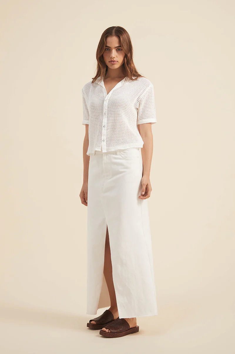 EIRENE Midi Skirt - soft white cotton twill - Image 9