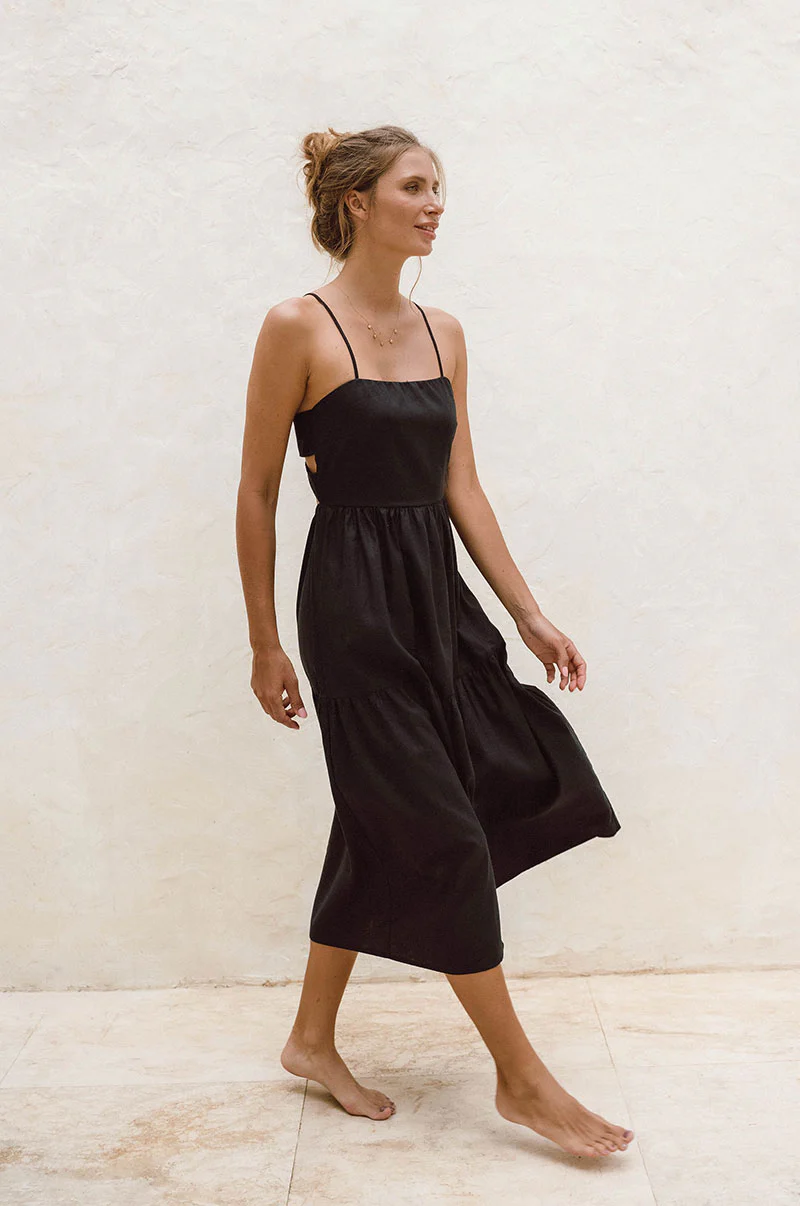 JOIE Midi Dress - black linen cotton - Image 3