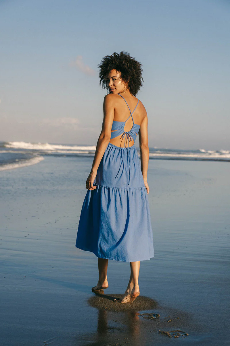 JOIE Midi Dress - cornflower blue linen cotton - Image 3