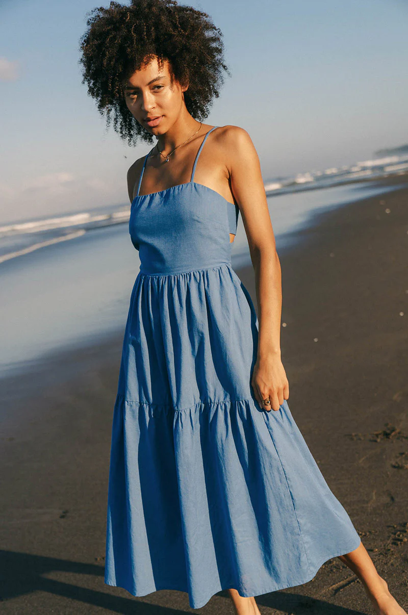 JOIE Midi Dress - cornflower blue linen cotton - Image 5