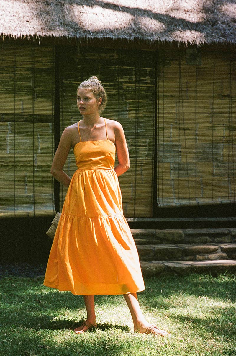 JOIE Midi Dress - mandarin orange linen cotton - Image 3
