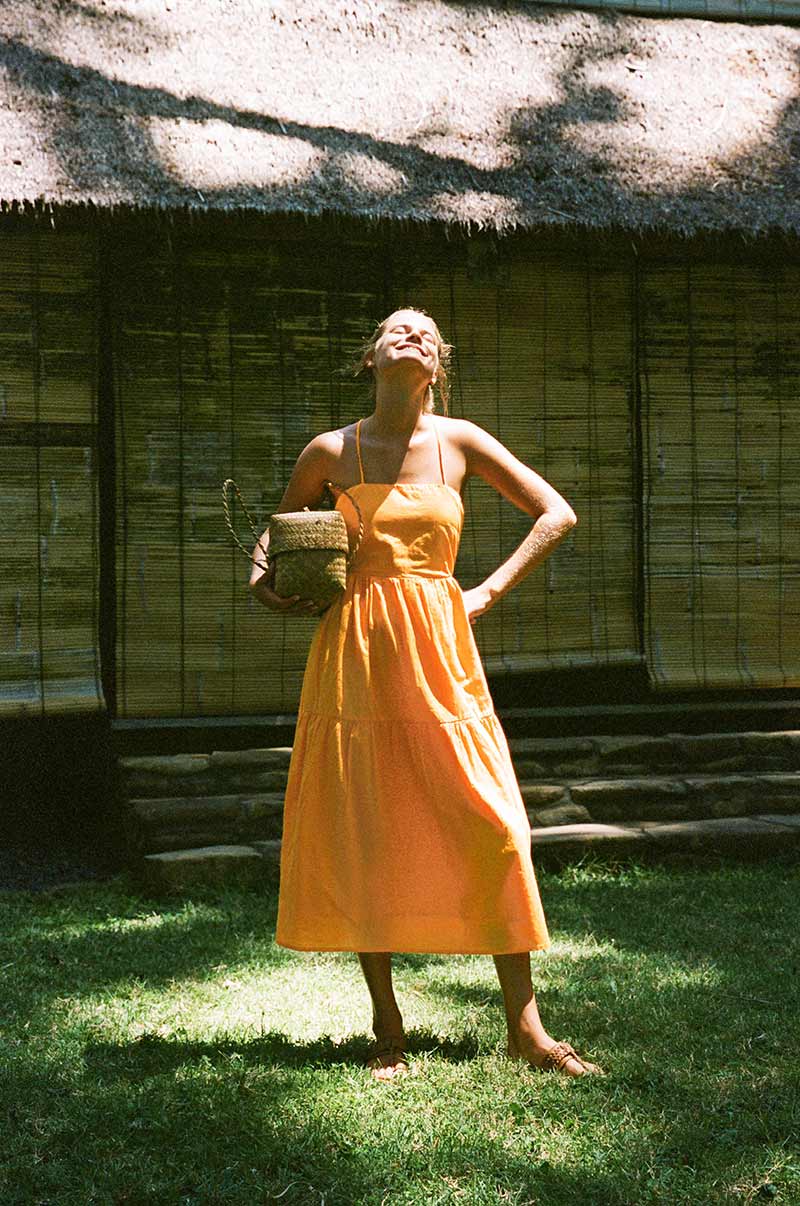 JOIE Midi Dress - mandarin orange linen cotton - Image 5