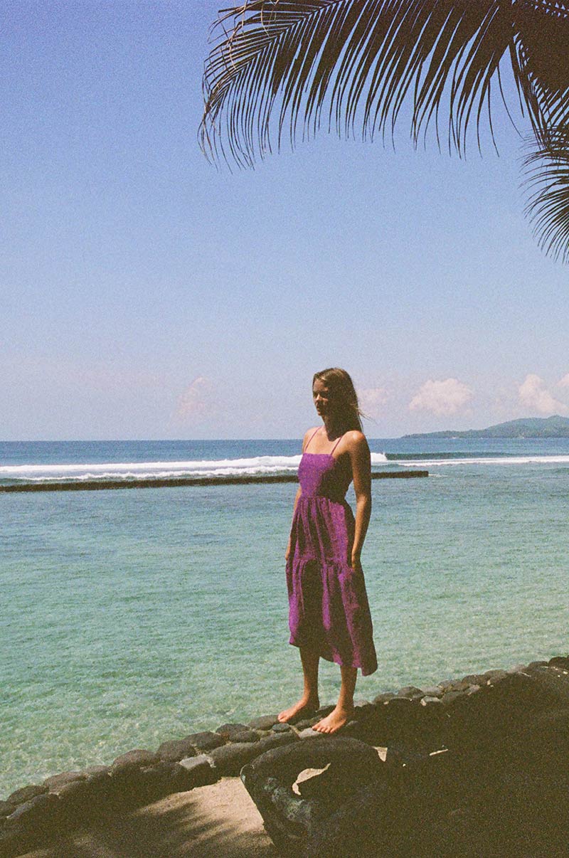 JOIE Midi Dress - purple linen cotton - Image 3