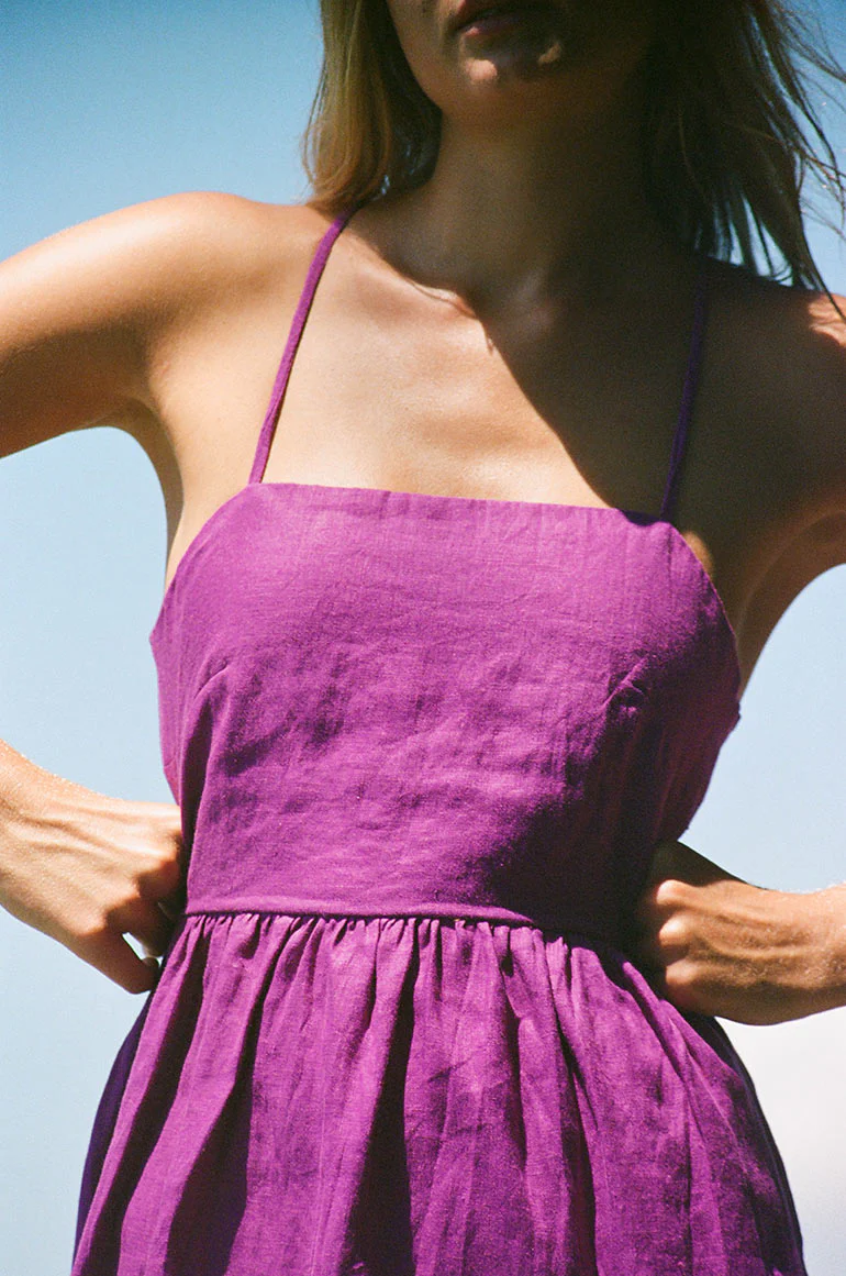 JOIE Midi Dress - purple linen cotton - Image 4