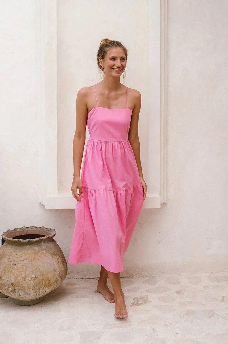 JOIE Midi Dress - soft pink linen cotton - Image 3