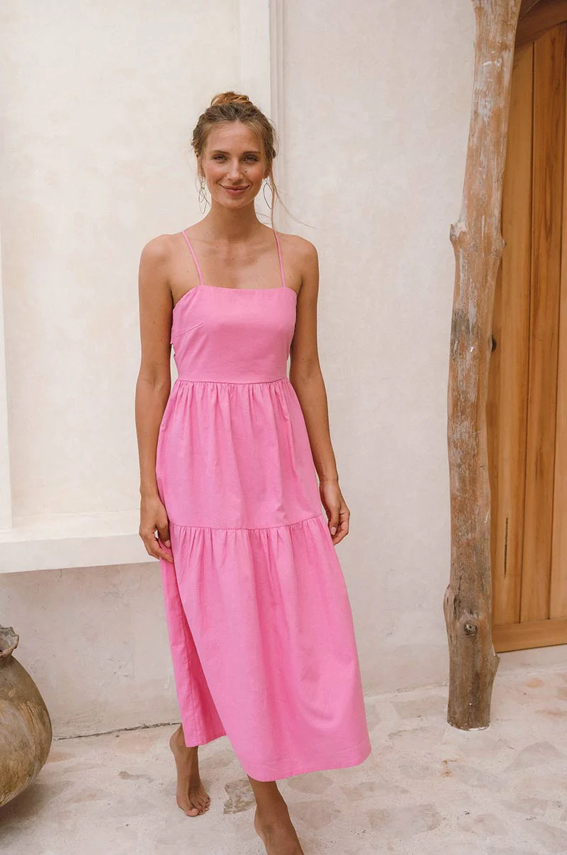 JOIE Midi Dress - soft pink linen cotton - Image 7