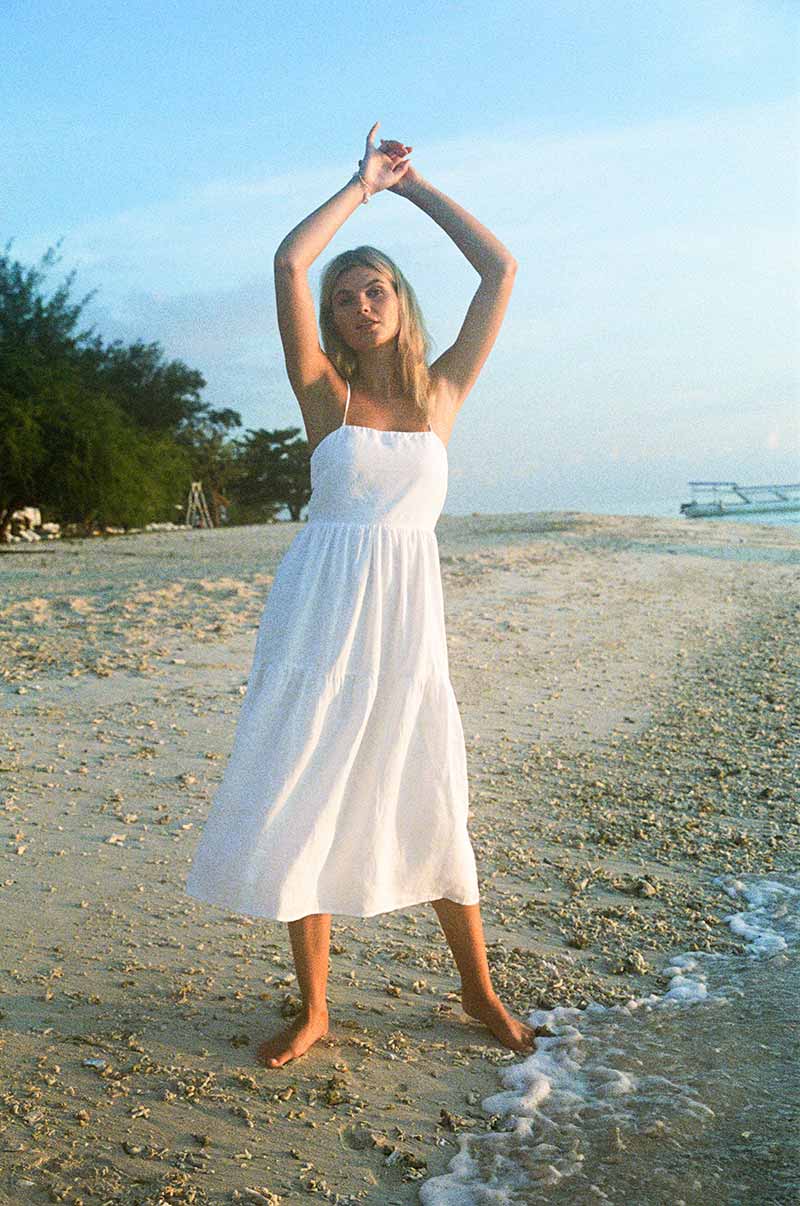 JOIE Midi Dress - white linen cotton - Image 4