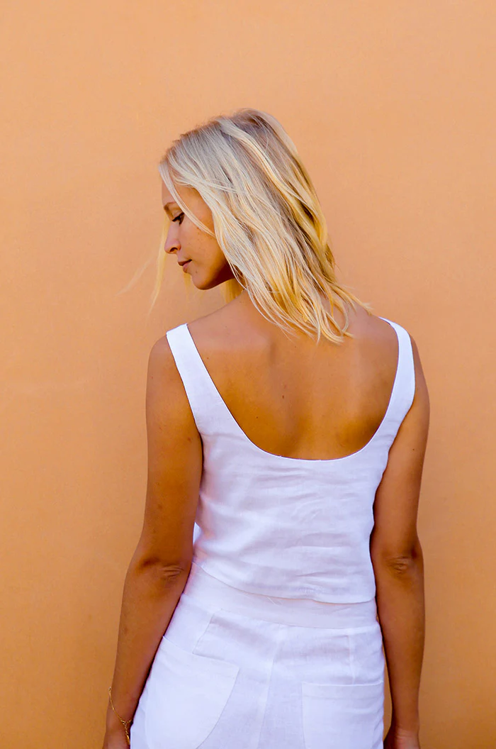 MALLORCA Top - white linen - Image 3