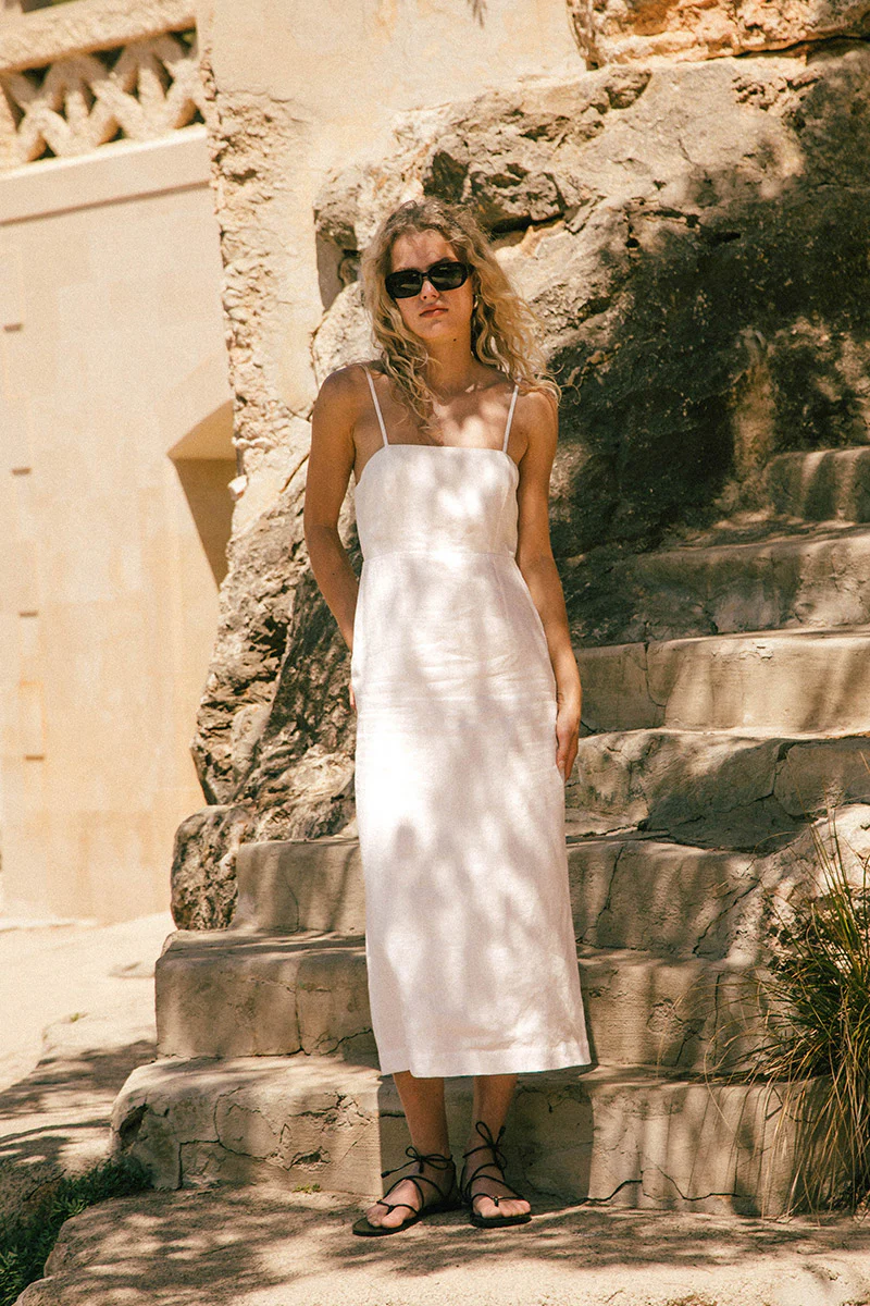 ALLURE Midi Dress - soft white linen - Image 6
