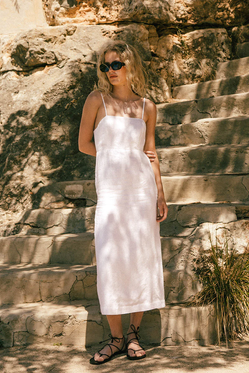 ALLURE Midi Dress - soft white linen - Image 7