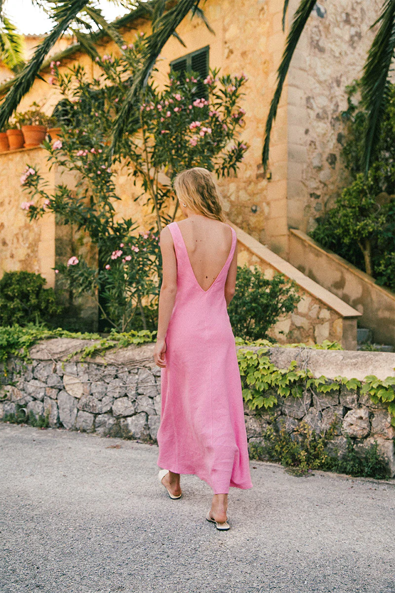 DEIA Midi Dress - light pink linen - Image 4