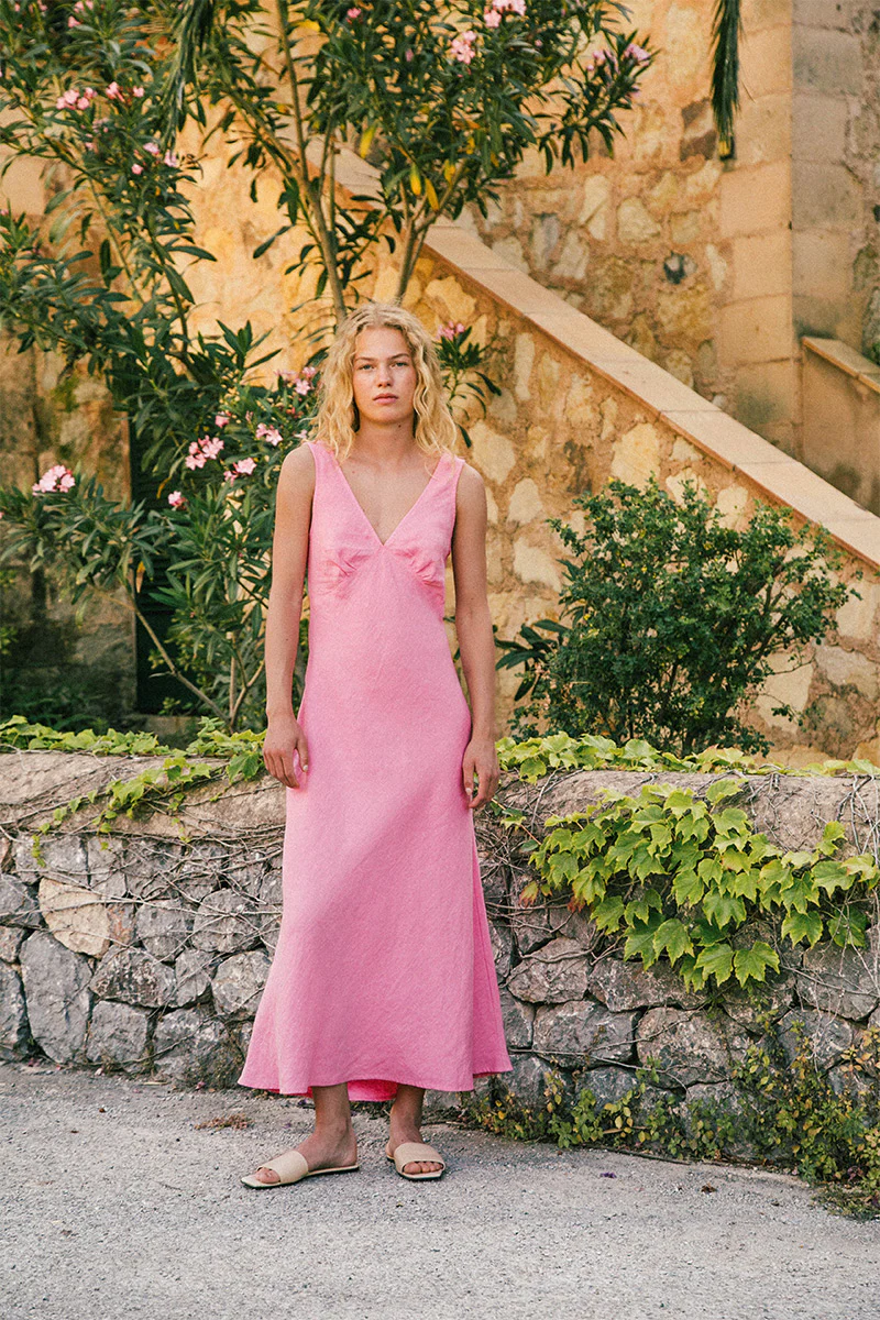 DEIA Midi Dress - light pink linen - Image 5