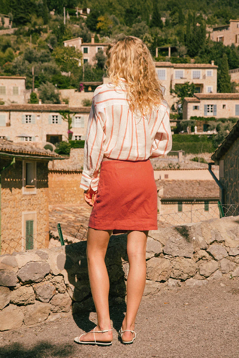 SOLLER Mini Skirt - paprika linen - Image 3