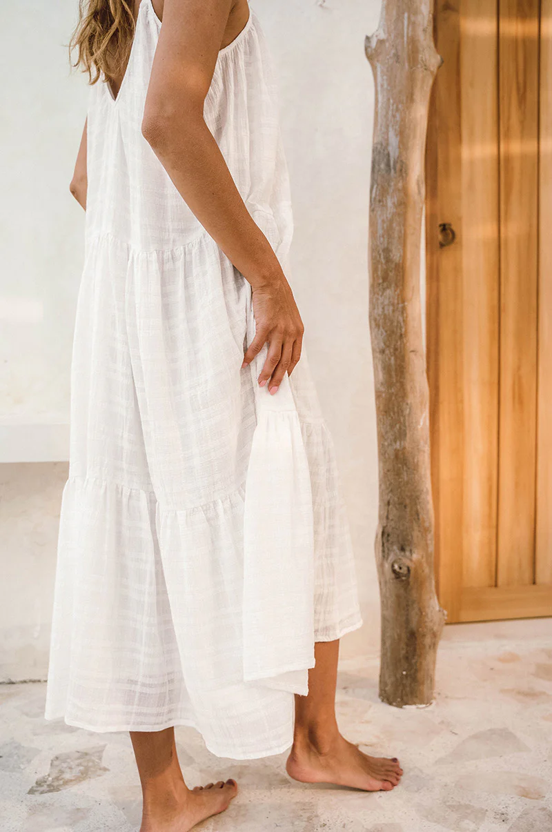 SOLANA Midi Dress - white cotton - Image 3