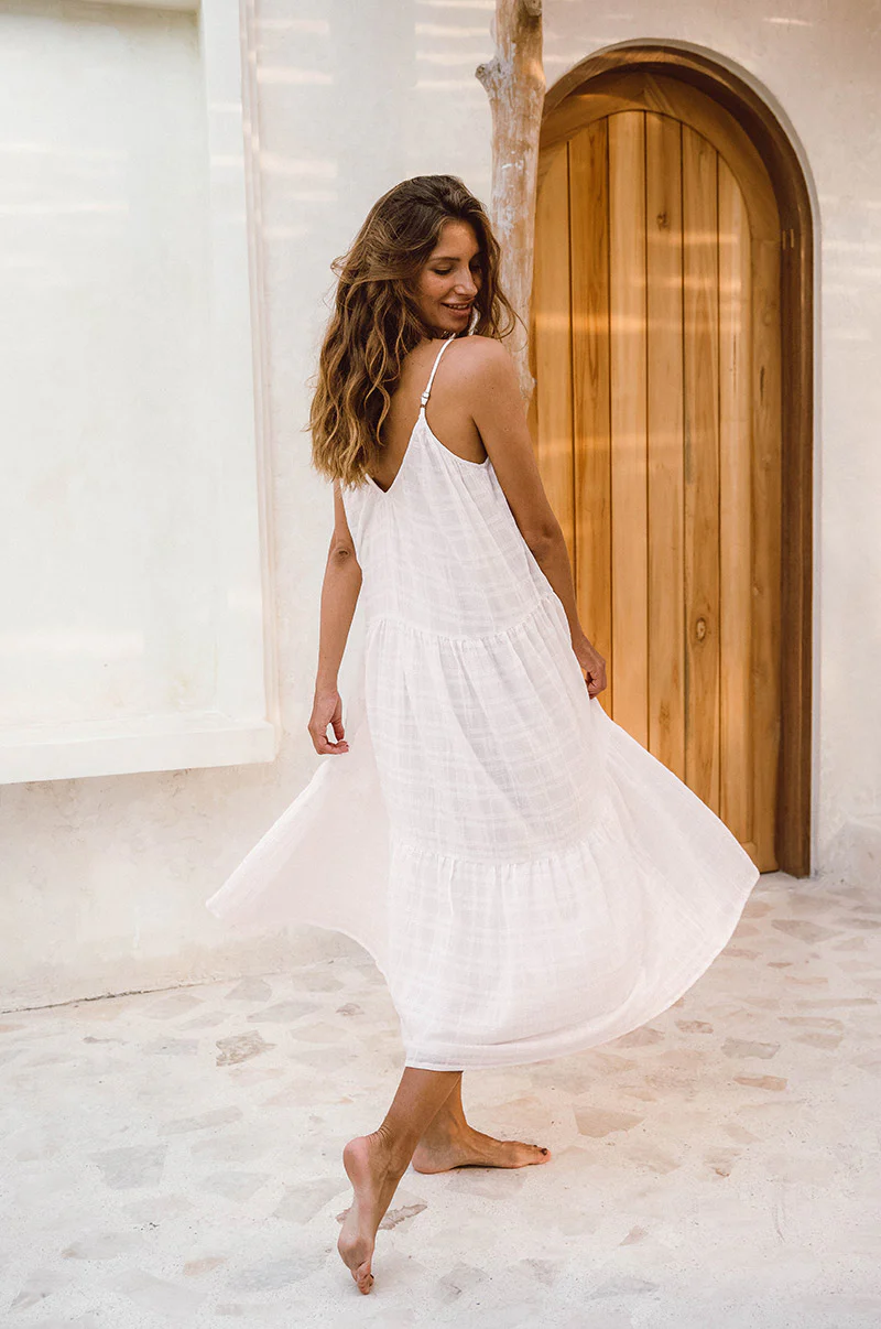 SOLANA Midi Dress - white cotton - Image 7