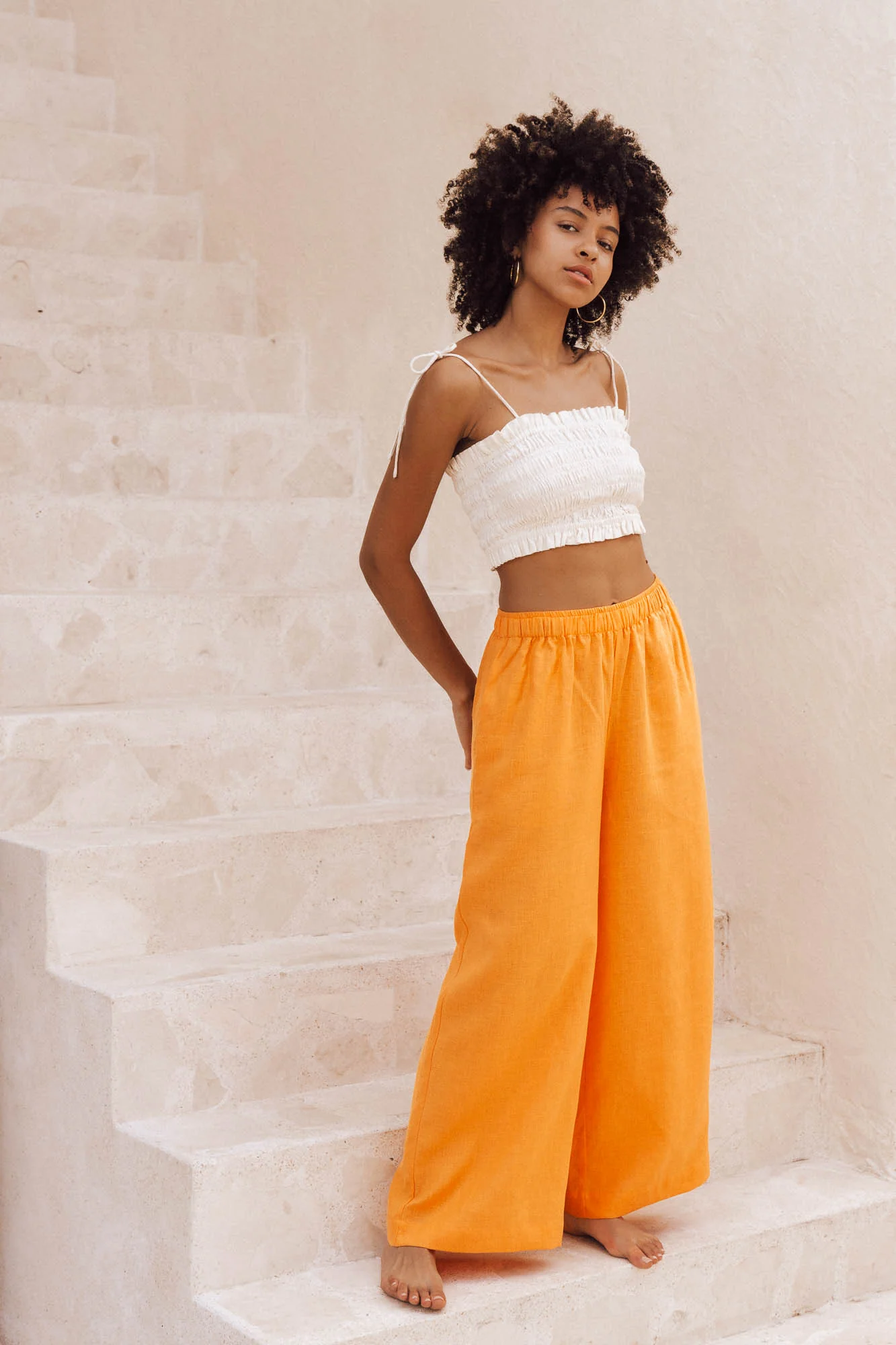 SUMMER Pants - mandarin orange linen - Image 3