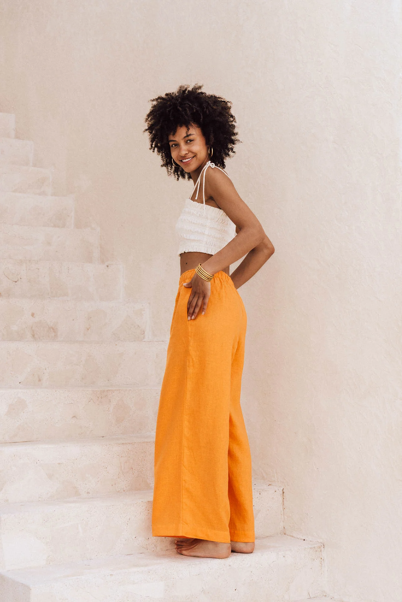 SUMMER Pants - mandarin orange linen - Image 6