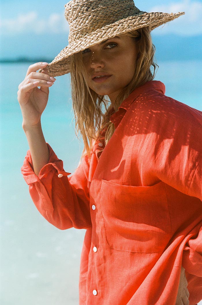 SUMMER Shirt Dress - coral linen - Image 4