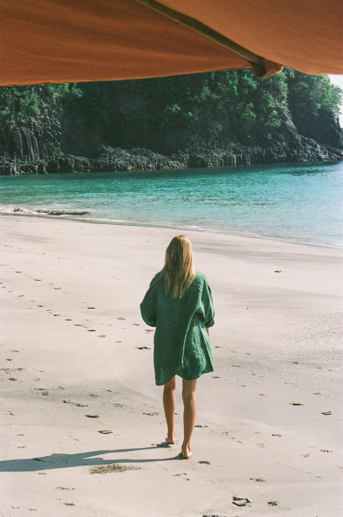 SUMMER Shirt Dress - dark green linen - Image 4