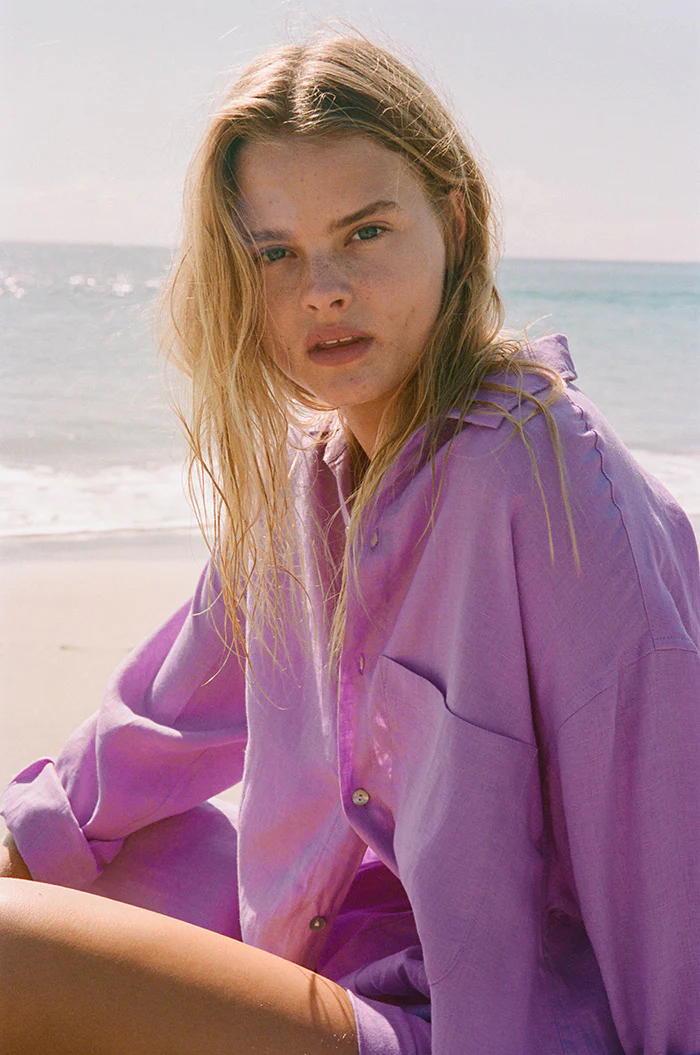 SUMMER Shirt Dress - light purple linen - Image 3