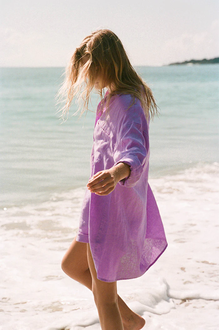 SUMMER Shirt Dress - light purple linen - Image 6