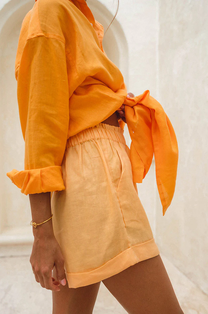SUMMER Shirt Dress - mandarin orange linen - Image 3