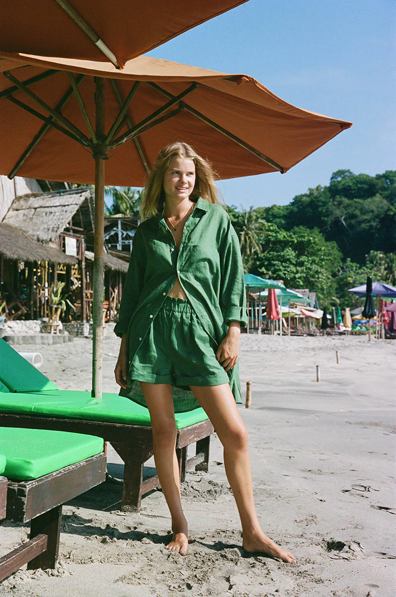 SUMMER Shorts - dark green linen - Image 3